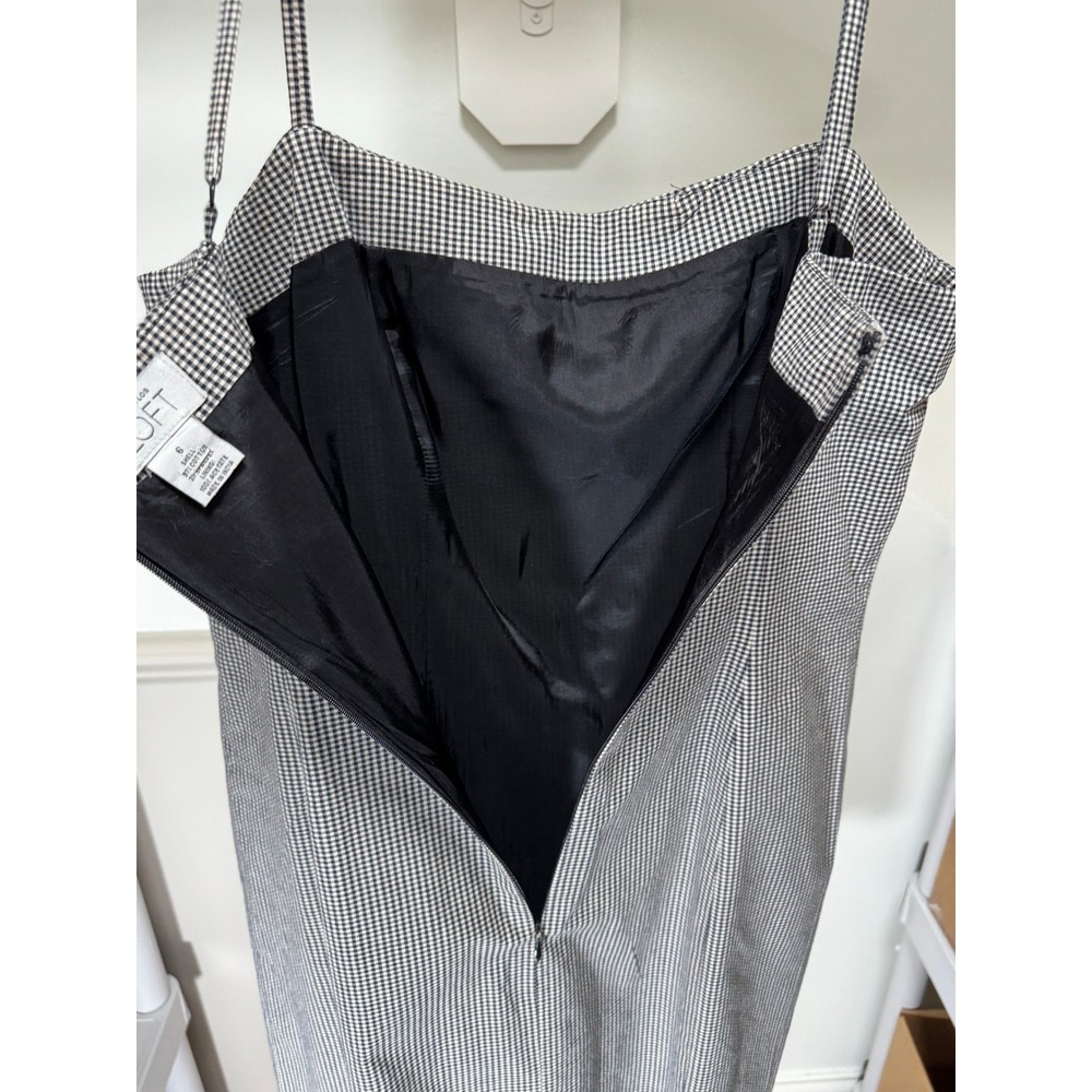 Ann Taylor LOFT Gingham Sheath Dress Womens 6 Black White Plaid Bow Retro‎ 90s - Picture 9 of 13